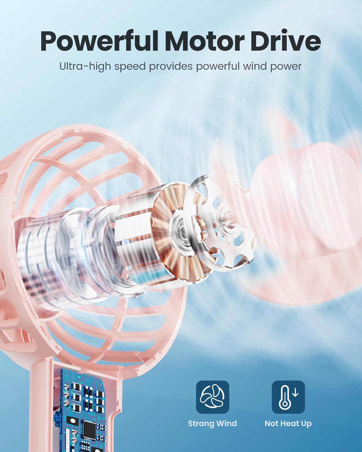 Gaiatop Mini Portable Fan, Small and Powerful, Cute Design 3 Speed Personal Handheld fan and Desktop with Base, Lightweight USB Rechargeable for Travel Lash Makeup Girl Women Summer Gift Pink