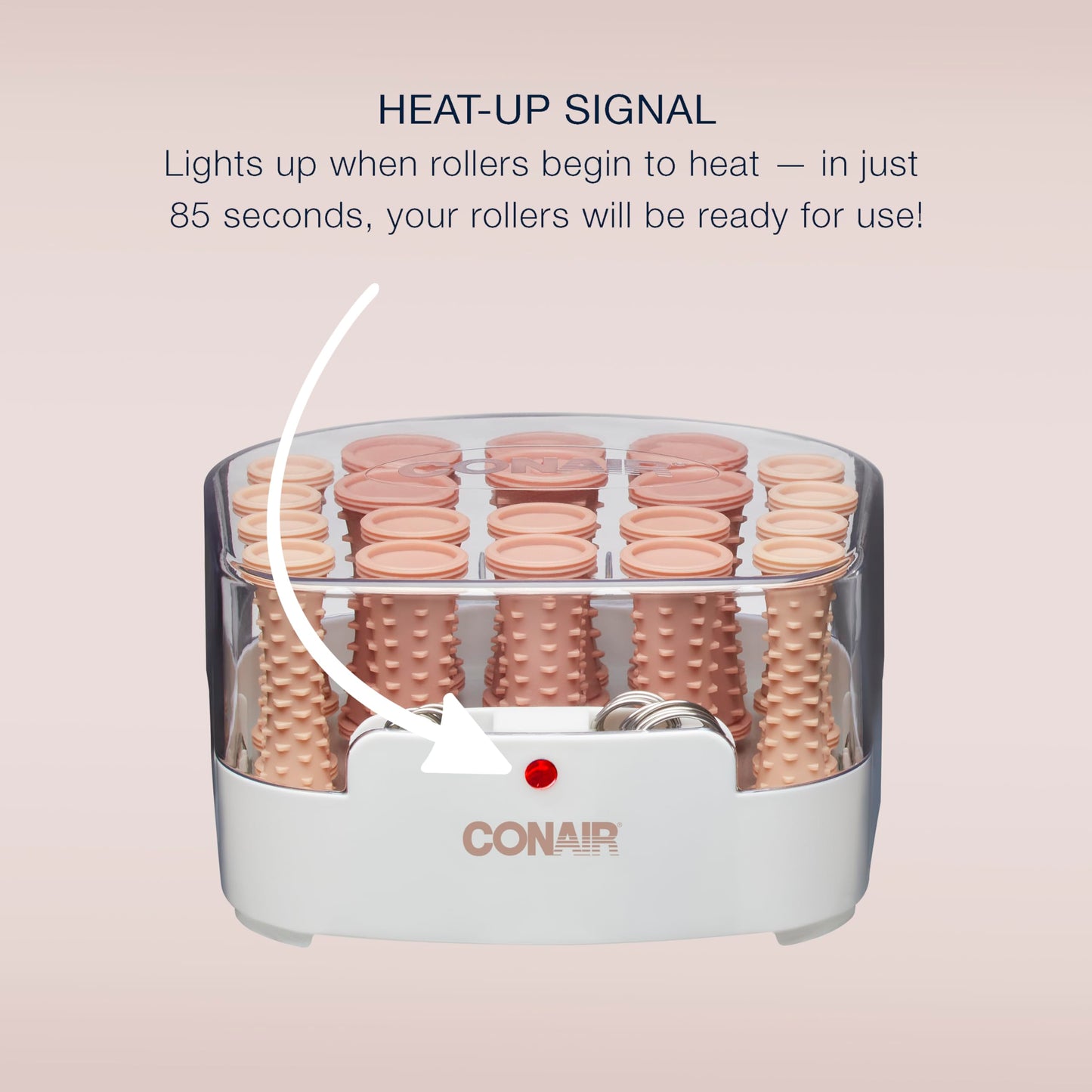 Conair Double Ceramic Hot Rollers for Long, Medium, and All Hair - Hair Curler - Hair Roller Clips Included - 1/2 inch, 3/4 inch, and 1 inch Rollers