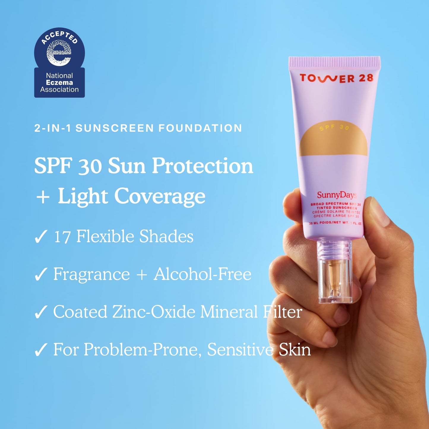 Tower 28 SOS Spray 1 FL OZ & Tower 28 SunnyDays SPF 30 Tinted Mineral Sunscreen-Shade 15