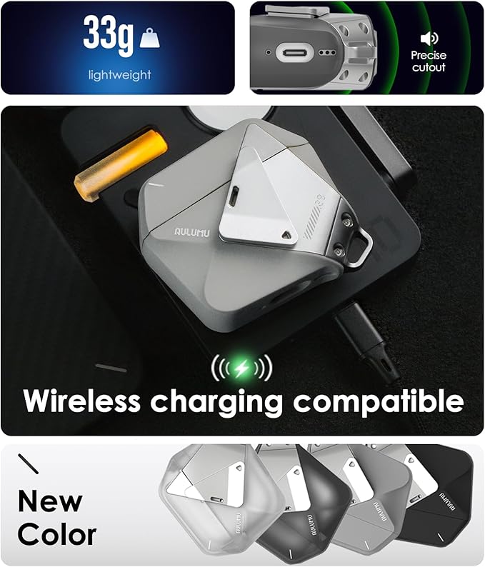 Aulumu A29 Geometric AirPods 4 Case with Lock | Protective Cover with Nylon Buckle | Alloy Armour | Compatible with Apple AirPods 4th (2024) - Translucent Grey