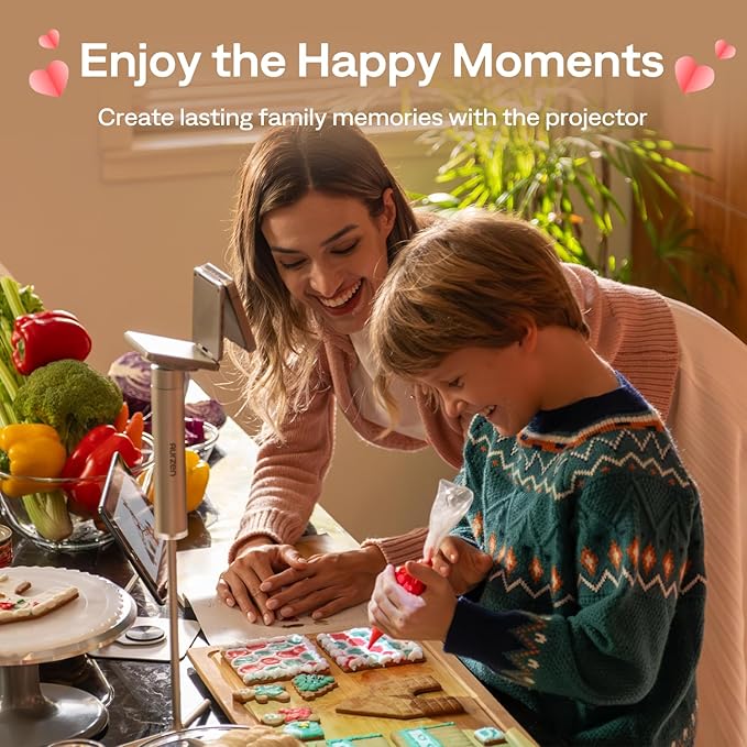 Aurzen ZIP Tri-Fold DLP Truly Mini Projector, Pocket Size, Zero-Lag Focus, One-Click Screen Mirroring, Full-Screen Mode, Type-C Fast Charging, 5,000mAh Battery, Indoor Outdoor Portable Projector,Gold