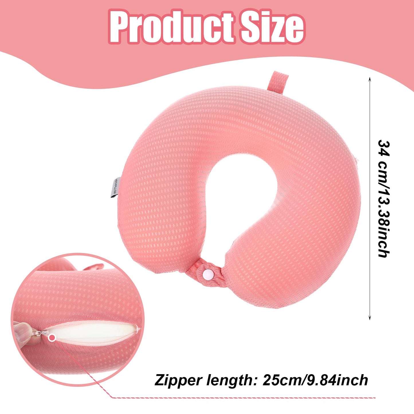 Travel Pillow Cover Neck Pillow Covers With Zipper Travel Pillow Case Replacement Cover Travel U Neck Pillow Case Cover Soft Smooth Neck Pillow Cover Stripe Travel Comfort Travel Accessories(pink)