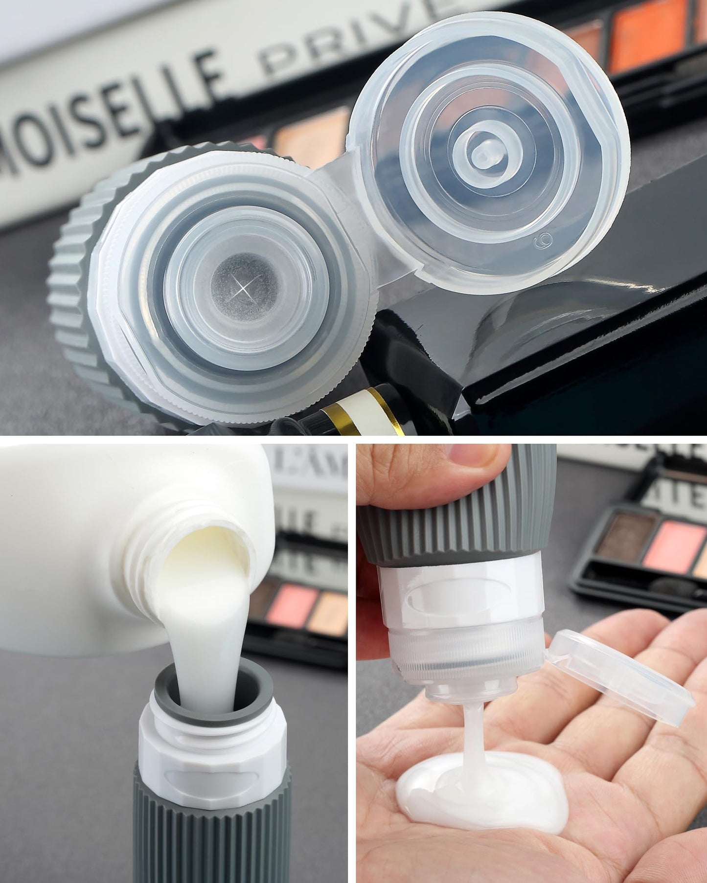 Mrsdry Travel Bottles - 8 Pack, TSA Approved Travel Size Toiletries, Leak Proof Silicone Squeezable Containers in Clear Bag