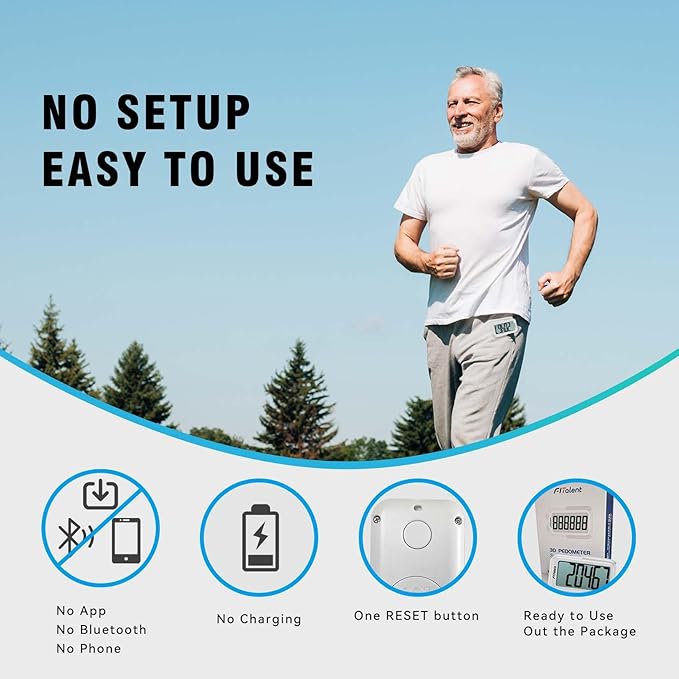 Pedometer for Walking Steps, 3D Accurate Simple Pedometer, Step Counter for Kids Men Women Seniors, Step Tracker with Clip Lanyard