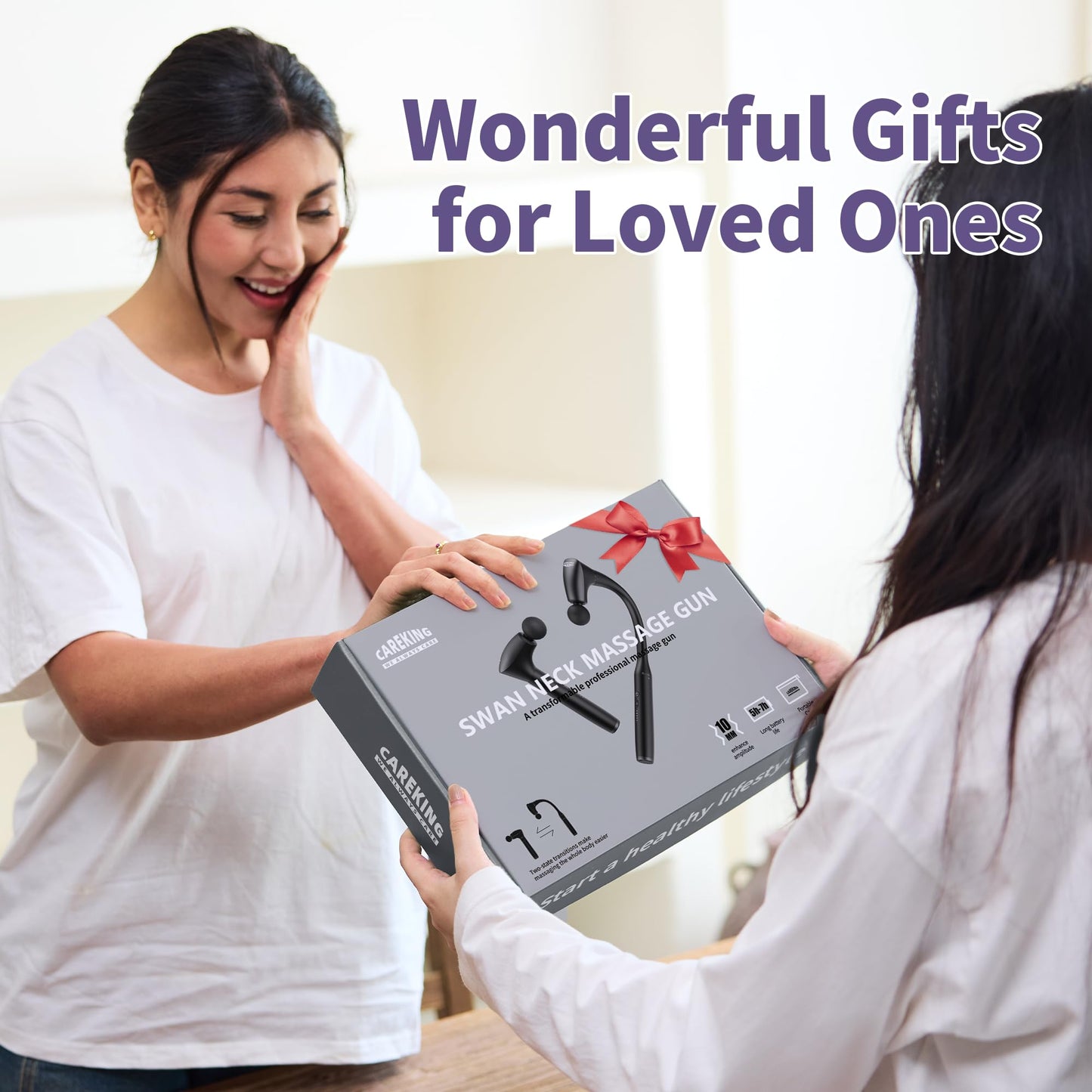 CAREKING 2-in-1 Detachable Muscle Massage Gun Deep Tissue with 20'' Extension Handle, Back and Neck Massager for Pain Relief, Handheld Massager for Shoulder Lower Back Leg Waist, FSA-HSA Eligible