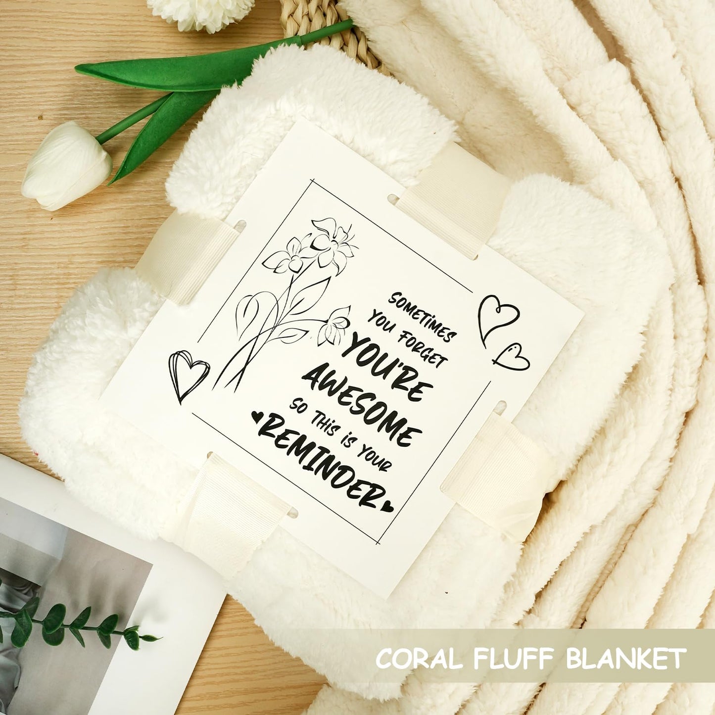 Birthday Gifts for Women, Luxury Spa Gift Basket with Blanket, Vanilla Coconut Self Care Set, Friendship Birthday Box for Mom, Sister, Wife, Best Friend, Coworker