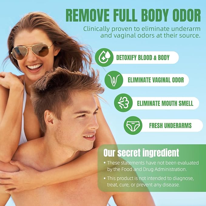 Body Deodorizing Supplement, Chlorophyll Capsules for Skin Body Odor, Fresh Breath & Gut Odor Control for Men & Women | Vegan with Parsley Leaf Green Tea, Gluten Free, 60 Capsules (2)