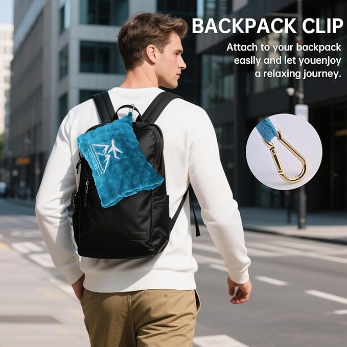 Travel Blanket and Pillow-2-in-1, Ultra-Soft&Compact, One-Piece Airplane Blanket with Hand Luggage Belt and Backpack Clip,Travelers Accessories Gifts, 61x43 Inches (Green)