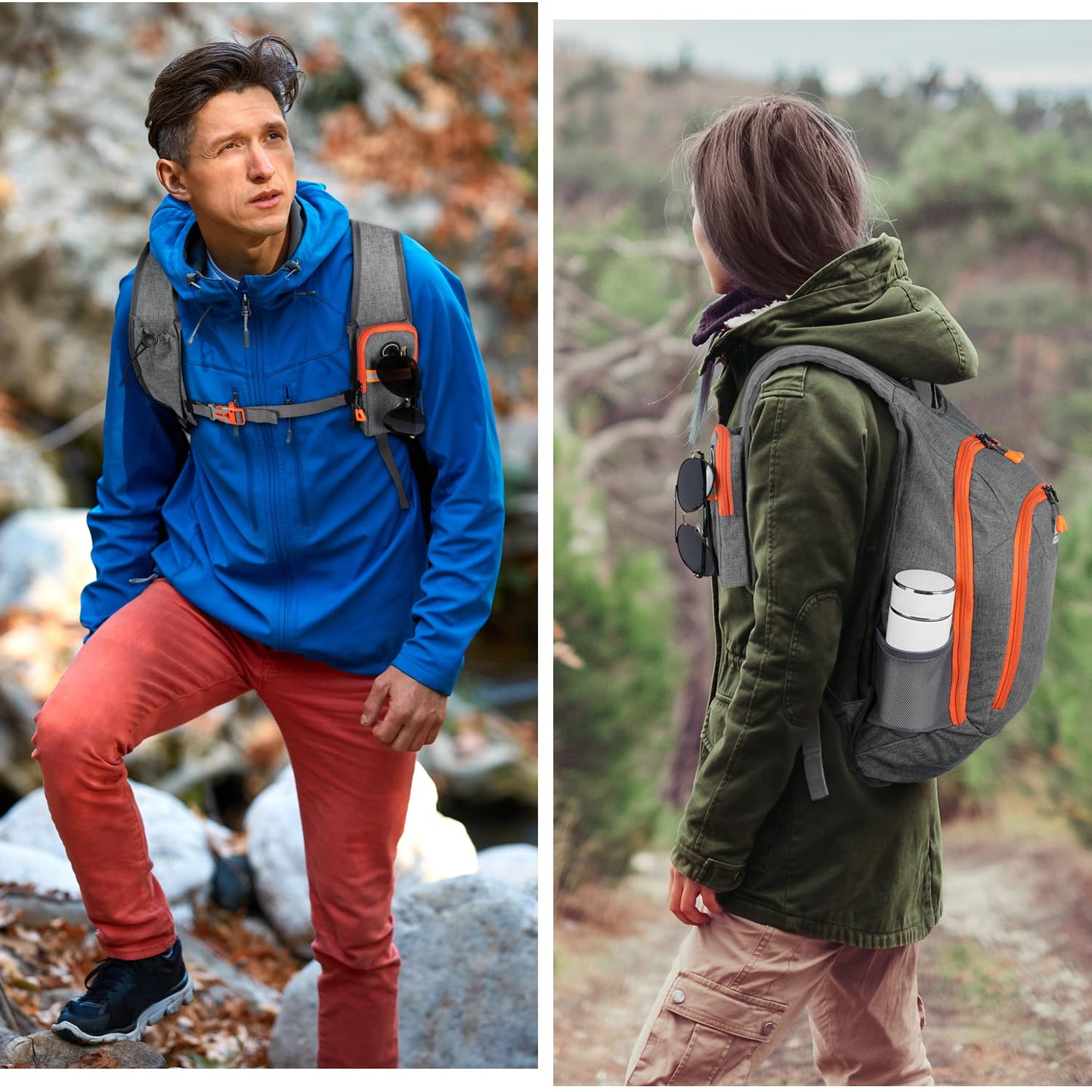 Esup 15L Small Hiking Backpack Foldable Lightweight Travel Day Pack Packable Camping Backpack for Women Men (Gray)