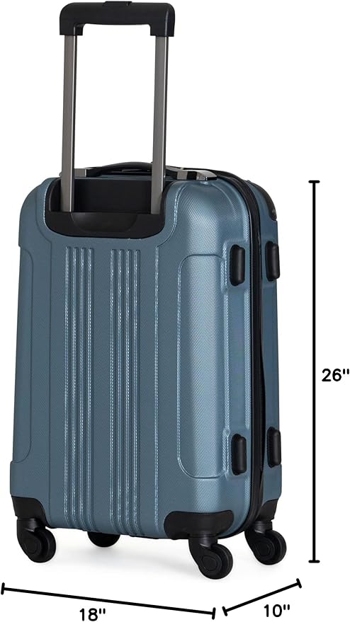 Kenneth Cole REACTION Out of Bounds Lightweight Hardshell 4-Wheel Spinner Luggage, Granite Blue, 24-Inch Checked