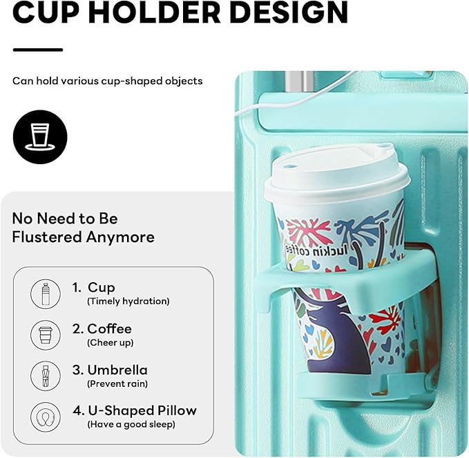 20 Inch Carry On Luggage With Cup Holder & USB Port, Airline Approved TSA-locked Luggage, Lightweight PC Material Travel Suitcase With 360° Spinner Wheel (14-20-24-28in Blue, 14-20-24-28in)