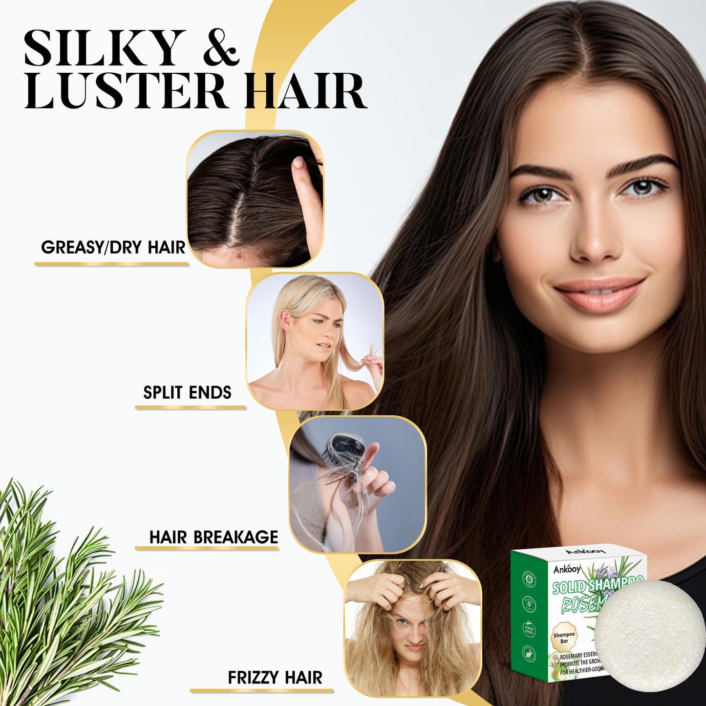 2 Pack Rosemary Oil Shampoo Bar,Natural Solid Hair Growth Soap Bars,Effective Cleansing Scalp Hair Loss Shampoo Bar,Organic Hair Oil Control,Strengthening,Thickening & Volumizing Soap for Hair