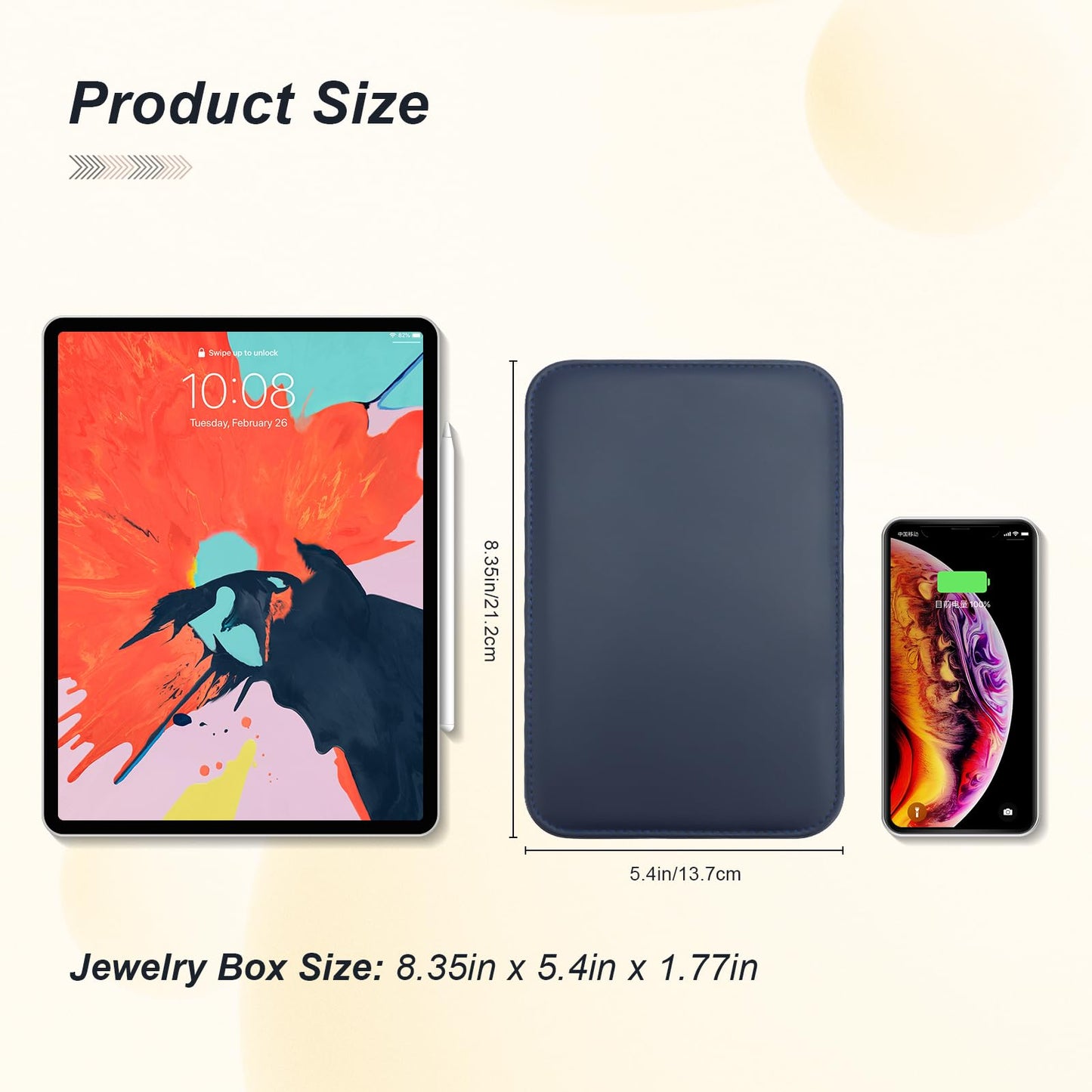 V-LAFUY Travel Jewelry Case, Jewelry Box Small PU Leather Portable, Jewelry Travel Case for Rings Earrings Necklaces Bracelets Watch, Navy A