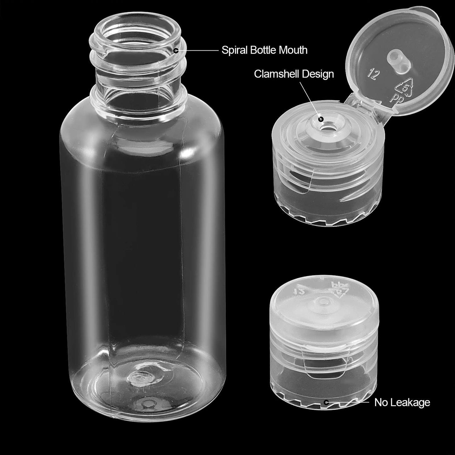ZEONHAK 110 Pack 1oz Clear Mini Plastic Bottles, Plastic Travel Bottle with Flip Cap, Portable Refillable Empty Containers for Shampoo, Lotion, Liquid Body Soap, Cream