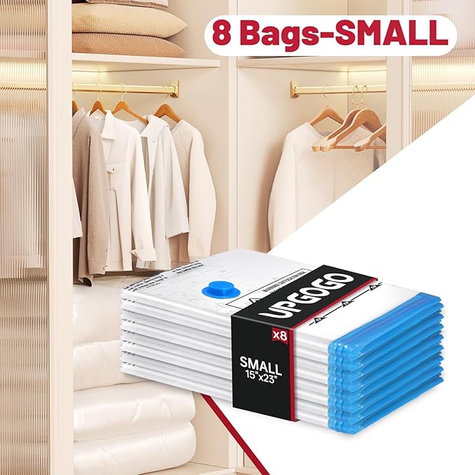 8 Pack Small Vacuum Storage Bags,Vacuum Seal Bags for Clothing,Space Saver Bags,Vacuum Travel Bags for Luggage