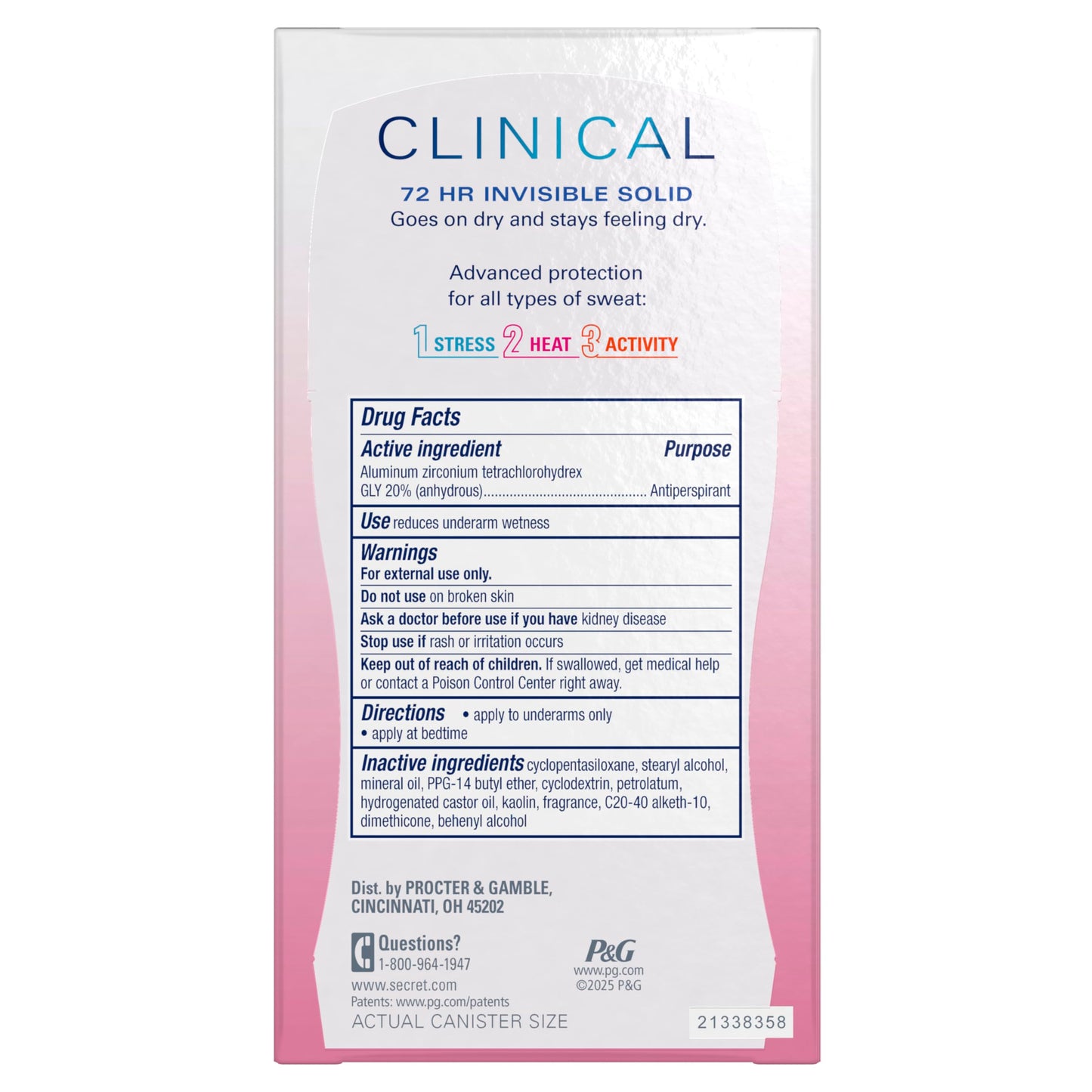 Secret Clinical Strength Antiperspirant Deodorant for Women, 3X Stress Protection, 72hr Sweat & Odor Protection, Pro-Hyaluronic Acid, Invisible Solid, Strawberry Summer Fizz Scent, 1.6 oz