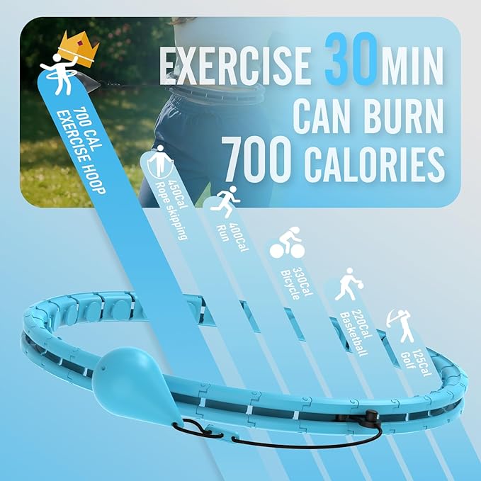 JKSHMYT Infinity Weighted Hula Exercise Hoop, for Adults Women Weight Loss Plus Size, 26/30 Detachable Links