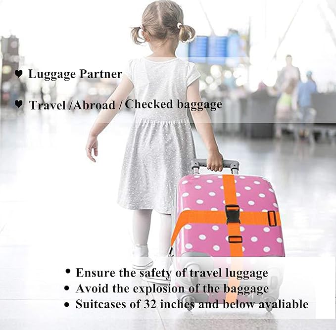 2 Pack Suitcase Belts, Adjustable Luggage Straps, Bright Colors Travel Packing Straps with Quick Release Buckle (Orange)