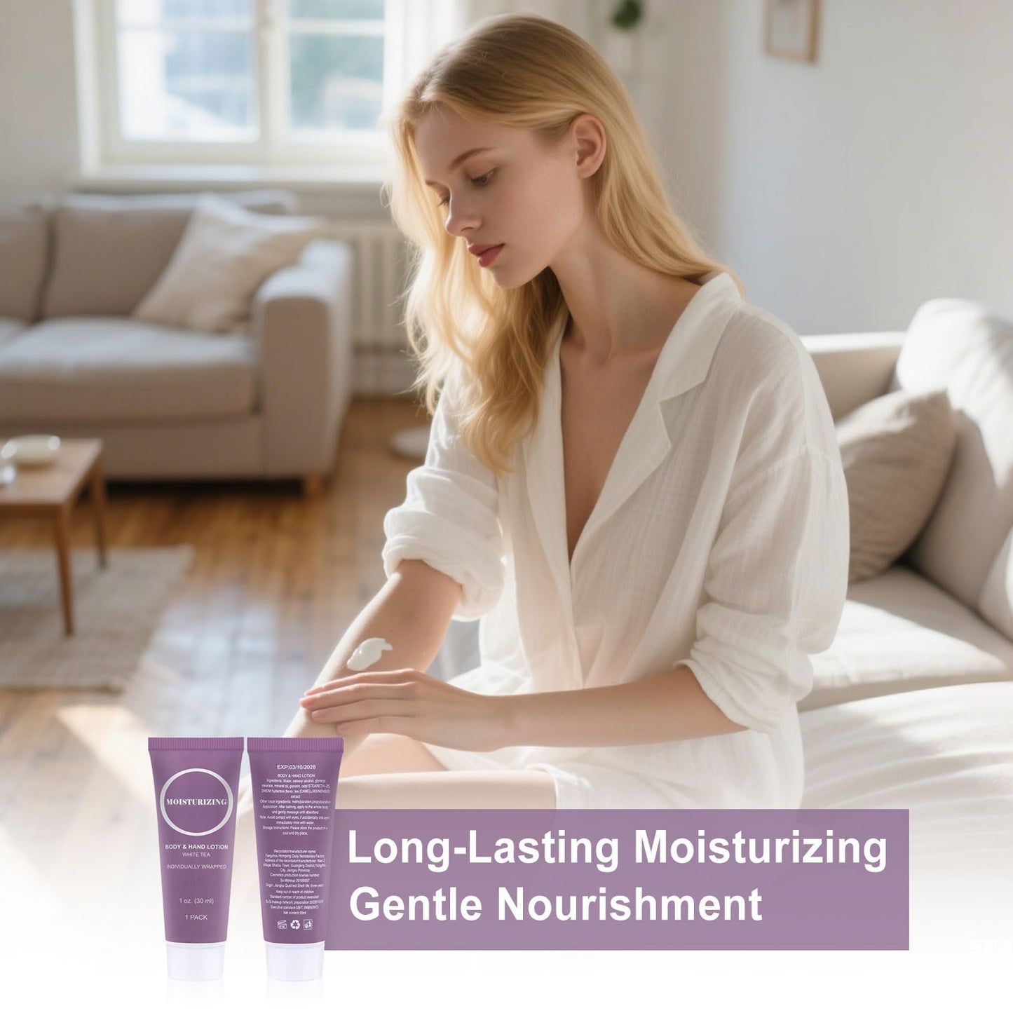 Travel Size Body Lotion, Small Hand Cream Lotion Bulk, Nourishing Extra Dry Skin Individually Wrapped Mini Bottle Shower Moisturizer Lotion Toiletries for Travel Hotel Homeless 1 oz (Pack of 60)