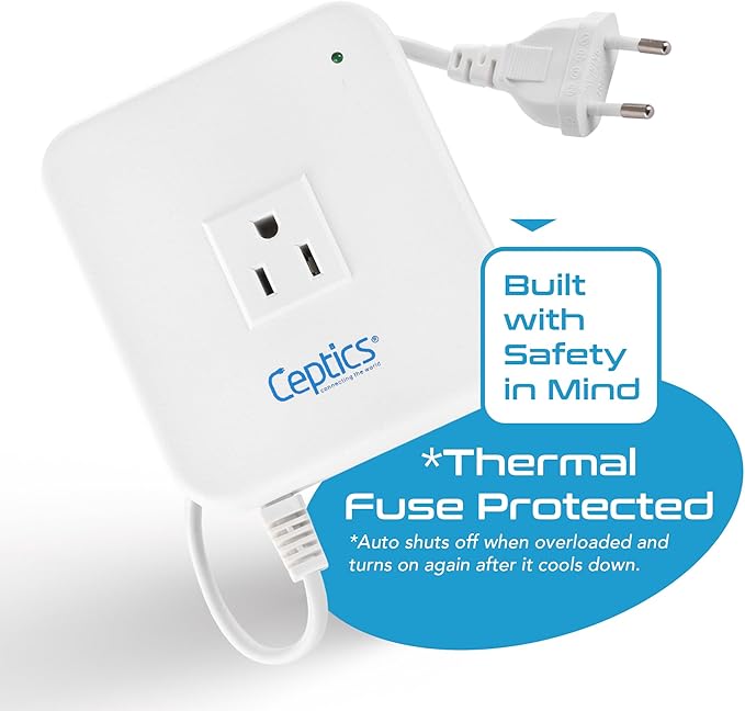 Ceptics 200 Watt Step Down Voltage Converter – Converts 220V/240V to 110V/120V – Ideal for Hair Straighteners, Laptops, and Chargers – CE Certified Travel Voltage Converter