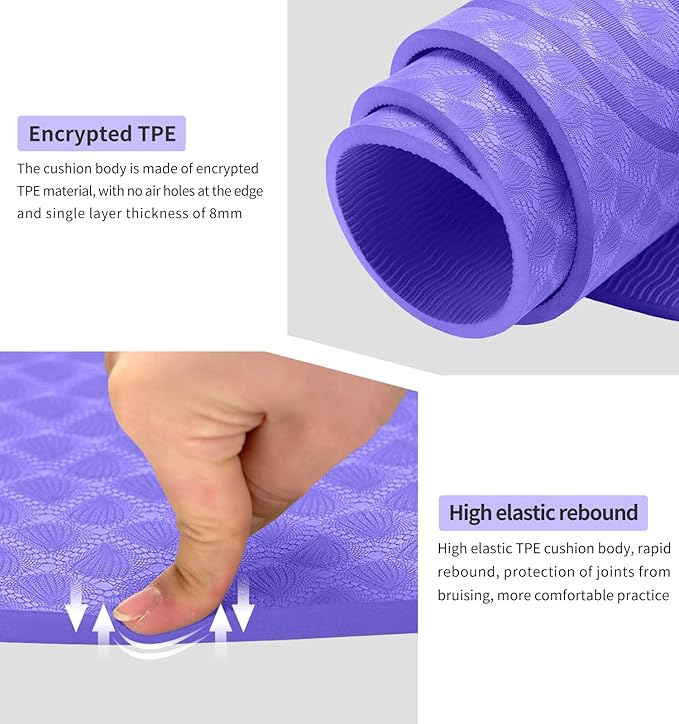 8/20/30mm Jump Rope Mat Fitness Exercise Mat Durable, Non-Slip, Workout Mats with Jump Rope & Carrying Bag for Home Gym Flooring (55"x 24")