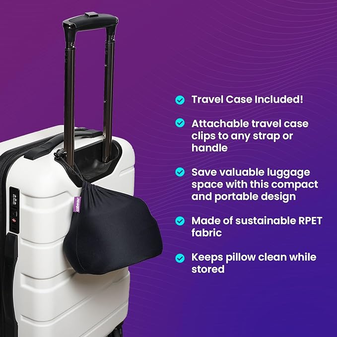 Cabeau Best Neck Pillow for Travel – Evolution Earth Deluxe – 360° Head, Neck and Chin Support for Sleeping – Sustainable Memory Foam - Removable, Washable Cover with Compact Carrying Case (Wind)