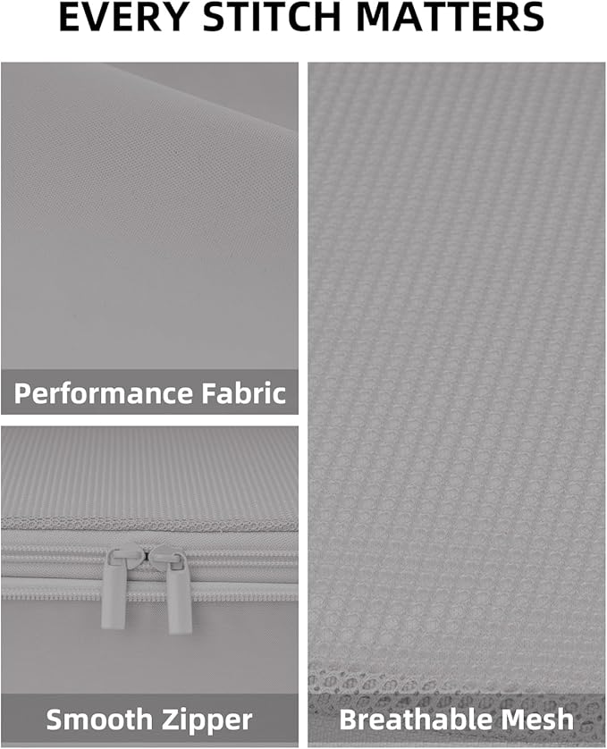 Compression Packing Cubes for Travel, XL/L/M/S Luggage Organizers (6 Set, Silver Gray)