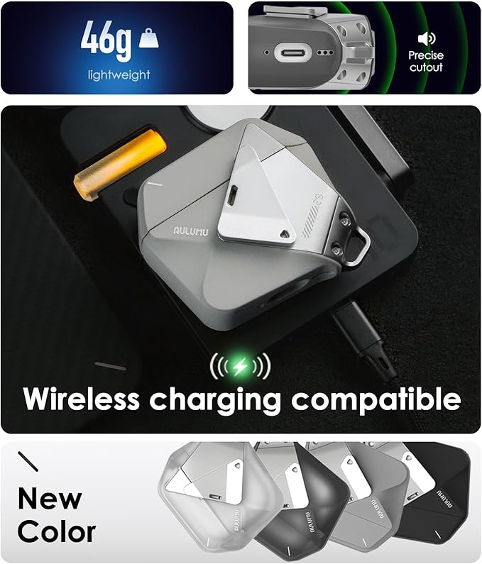 Aulumu A29 Geometric AirPods 4 Case with Lock | Protective Cover with Nylon Buckle | Alloy Armour | Compatible with Apple AirPods 4th (2024) - Translucent White