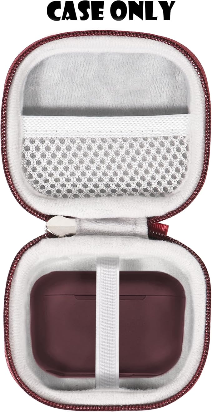 CaseSack Case for JLab Go Pop+,Go Air Pop, Air, Air Tones+/ Tones, JBuds Mini True Wireless Earbuds, Compact Organizer for The Charger case and Charger Cord (Red)