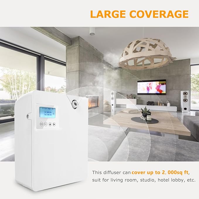 Smart HVAC Scent Diffusesr Whole House- Cold Air Nebulizing Tech. Waterless Scent Air Machine for Home & Commerical - Hotel Collection Aromatherapy Diffuser 300ml Cover Up to 2,000 Sq.Ft.
