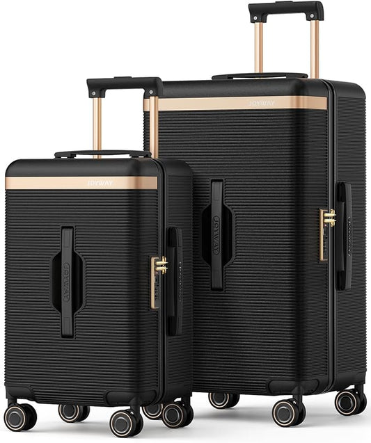 Joyway Luggage Sets 2 Piece, 22 Inch Carry On Luggage and 26 Inch Trunk Checked Luggage with Cup Holder, Lightweight Hardside Suitcase with Pressure-resistant Frame, Shock Absorbing Wheel and TSA Lock