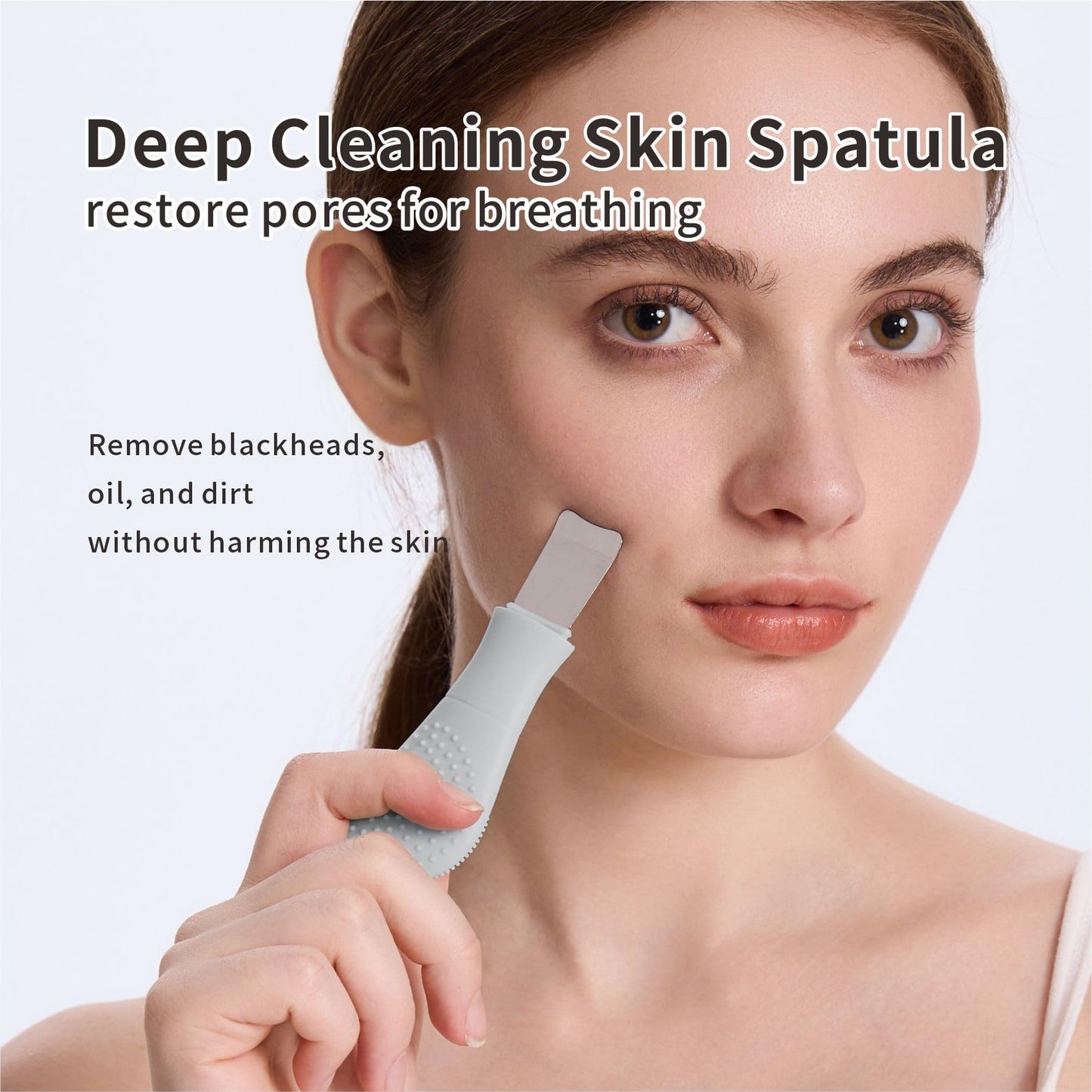 Blackhead Remover Tool,Silicone Face Scrubber, 2 in 1 Nose Scraper for Deep Cleansing,Skin Scrubber Face Spatula, Nose Blackhead Remover, Pore Cleaner Skin Care Tool for Men and Women (Light Gray)