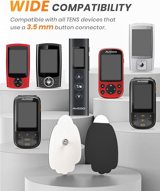 20-Pack TENS Unit Replacement Pads, Long-Lasting Snap Electrodes for 50 Times of Use per Pad, Latex-Free TENS Pads Set Compatible with TENS EMS Devices Using 3.5mm Button Lead Wires