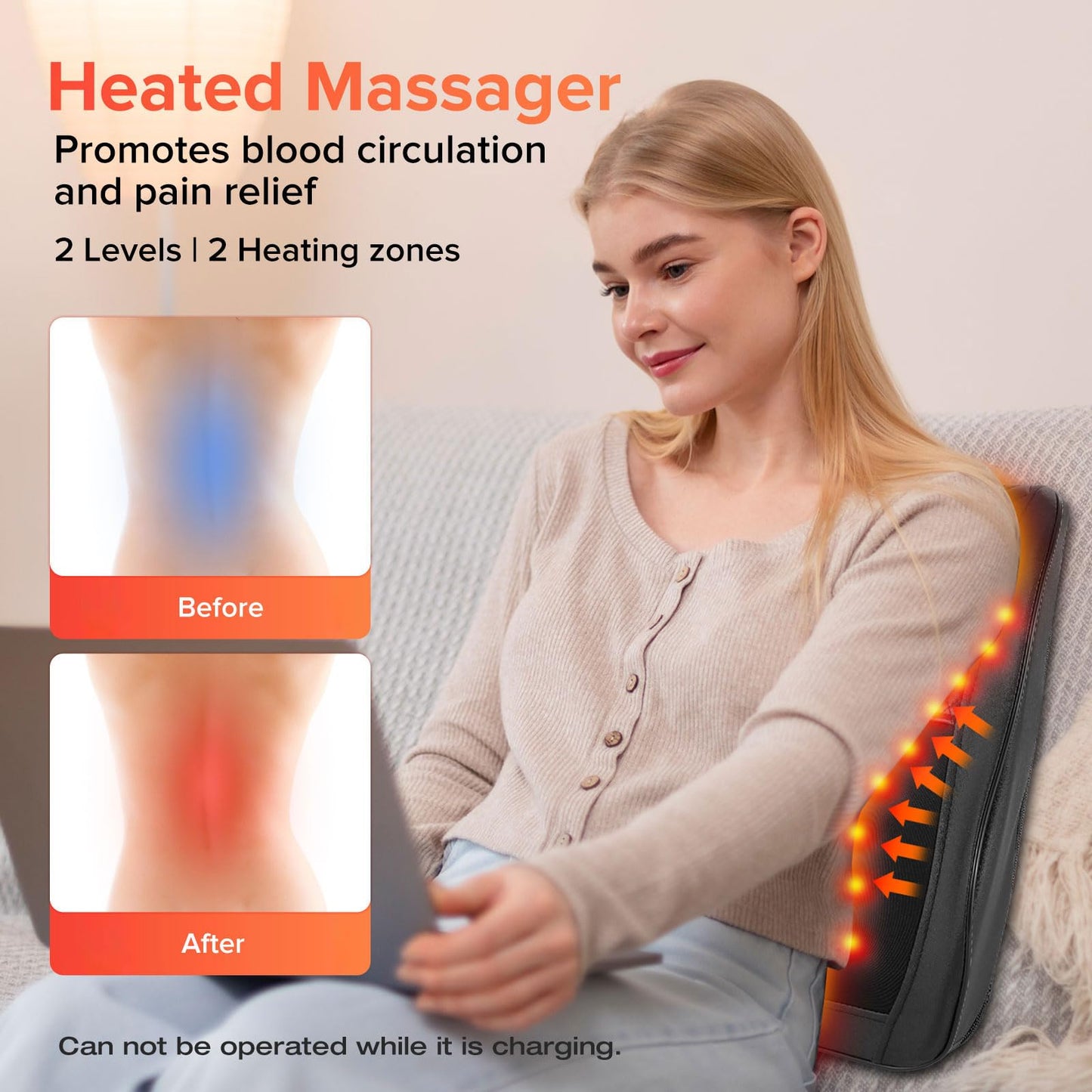 Fathers Day Gift Ideas Cordless Neck and Back Massager with Heat, Deep Tissue Shiatsu Neck Massager for Pain Relief, Massage Pillow for Back, Lower Back Massage, Birthday Gifts for Woman Man Dad