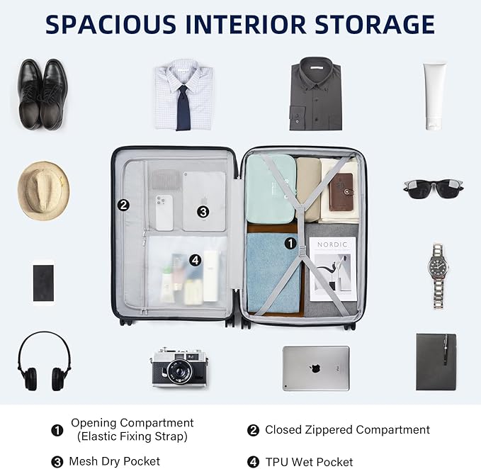 28 Inch Luggage Hard Shell Suitcases, Expandable Travel Checked Luggage 28 Inch, Large Check In Luggage with Spinner Wheels Cup Holder Charger Built in Lightweight Suitcase, Bamboo Green