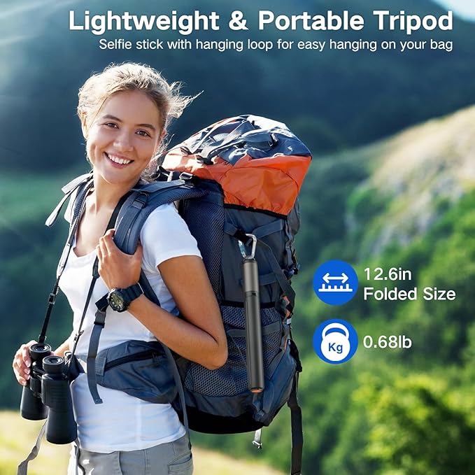 62 inch Automatic Tripod for iPhone, Auto-Open Phone Tripod Stand with Magnetic Smart Remote,Selfie Stick Remote Cell Phone Zoom Lens Size,Travel Selfie Stick for iPhone/Android