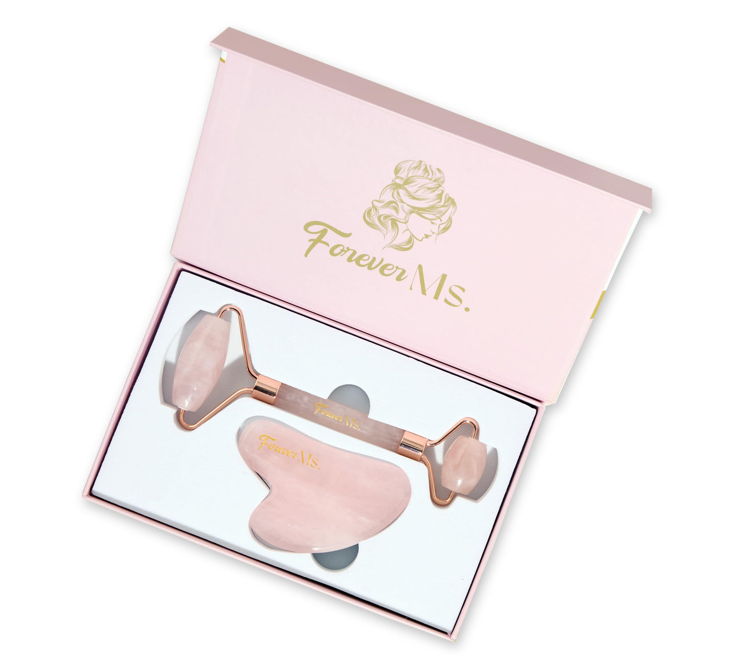 Face Roller & Gua Sha Set - Brazilian Certified Rose Quartz Stone - Natural Anti-Aging Facial Massager Tool for Skin Tightening - Lifting Facial Roller & Eye Sculpting Kit for Women & Men