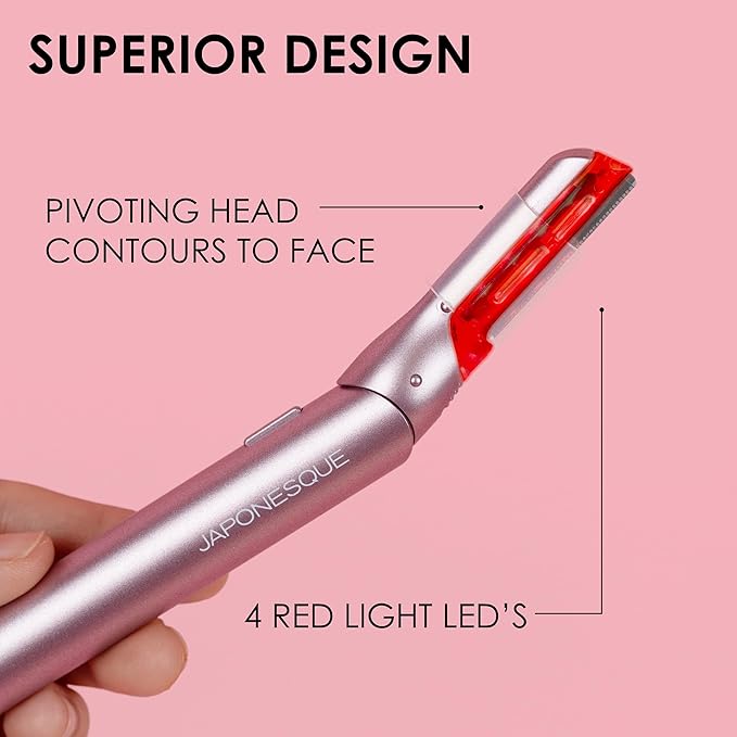JAPONESQUE SKINTherapy LumeBlade Facial Dermaplane Razor with Soothing, Red Light Therapy at the Blade, Includes 2 Replacement Blades