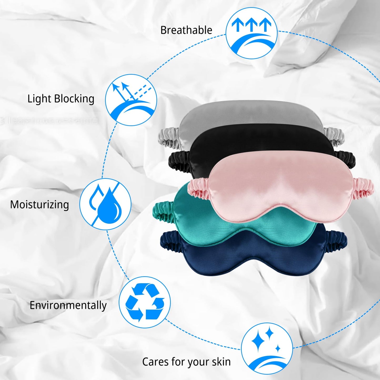 1 Pack Sleep Mask, Silk Eye Mask with Elastic Strap, Breathable Eye Mask for Sleeping,Travel, Girls, Women, Men (Pink)