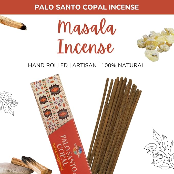 Sacred Elements Palo Santo & Copal Incense Sticks – 12 Pack | Natural Holy Palo Santo for Cleansing, Meditation, Smudging & Aromatherapy | Premium Copal Resin Blend | Long-Lasting Fragrance