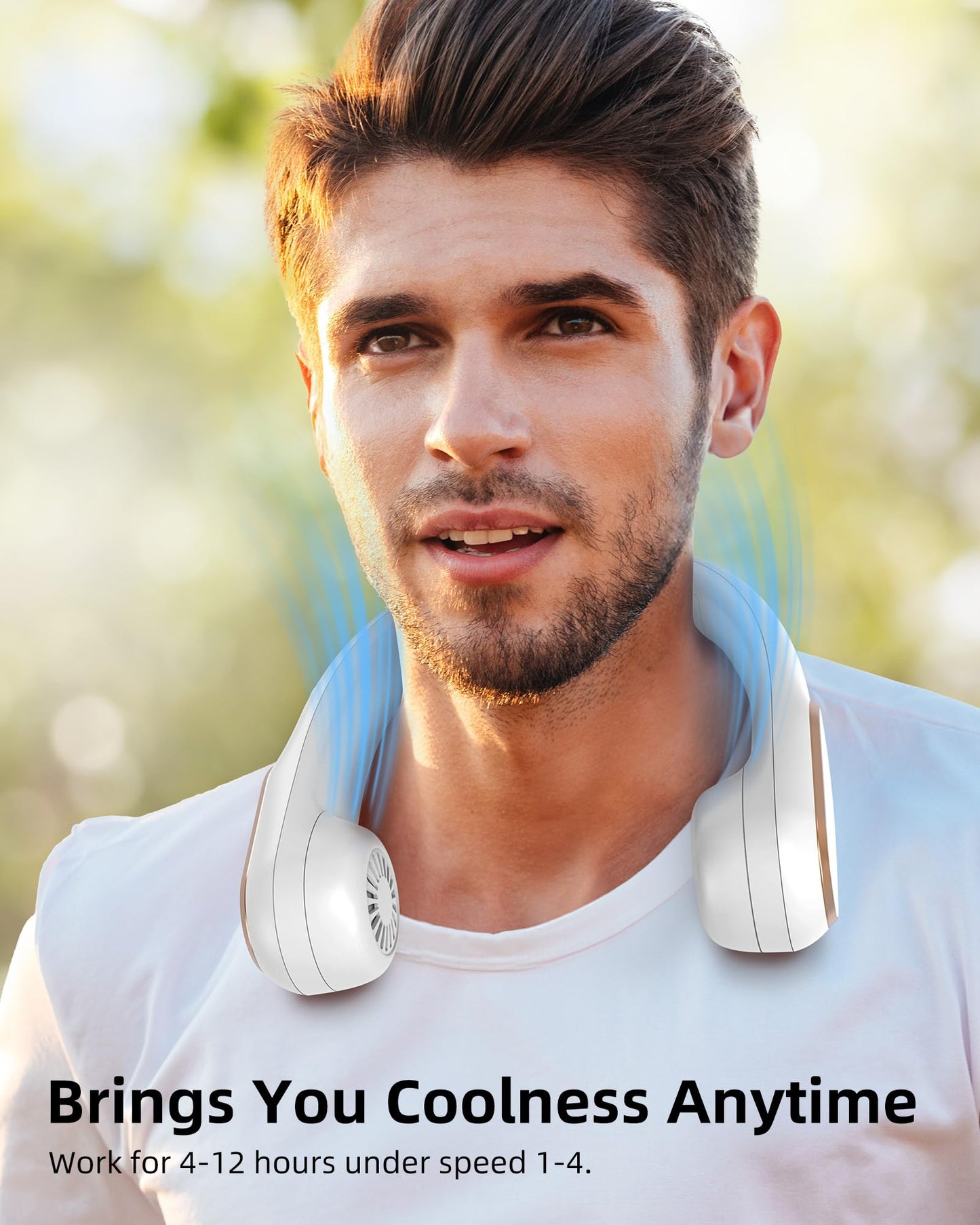 Koonie Neck Fan Rechargeable 5 Speeds, Portable Personal, Hands Free Bladeless, Battery Operated Wearable Adjustable, Screen Design, 4-12 Hours, Cooling For Travel, Outdoor, Indoor