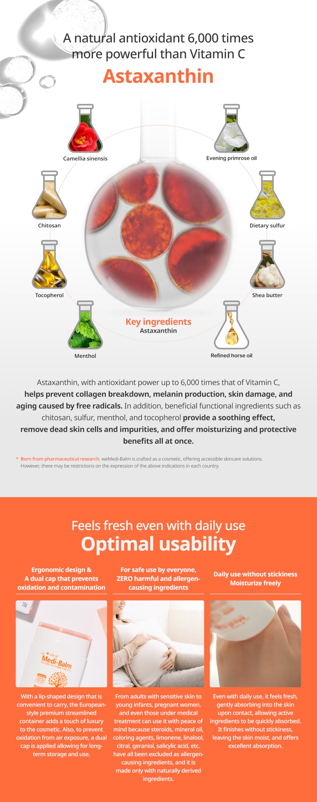 Astaxanthin Multi-Care Balm Stick – Soothing & Moisturizing for Dry, Sensitive Skin | Safe for Babies, Kids & Adults | Natural, Steroid-Free | wemedibalm (20g / 0.70 oz)