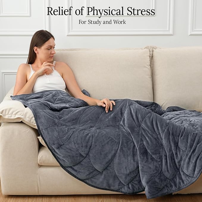 Kaisa Weighted Blanket for Adults (10 lbs, 60" x 78"), Soft Heavy Blanket Machine Washable, Queen Size Weighted Blankets with Glass Beads for Stress Relief and Sleep Promotion,Grey