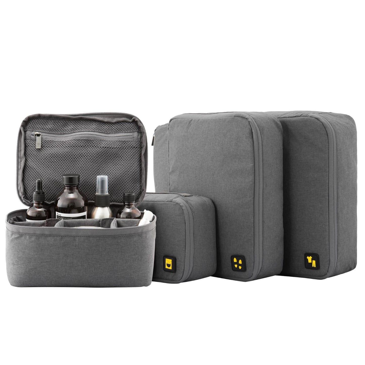 LEVEL8 4 Set Packing Cubes for Carry On Suitcase, Luggage Packing Organizers bag for Travel Accerssories Travel Essentials - Grey