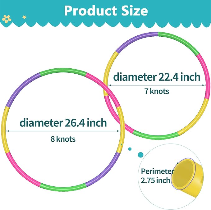 2 Pack Color Hoop - Size & Length Adjustable, Plastic Toys for Adults & Party Games, Gymnastics & Dog Agility Equipment, Christmas Wreath