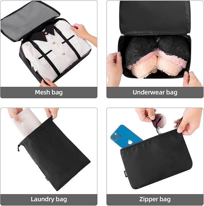 BAGAIL 6 Set/8 Set/10 Set Packing Cubes Various Sizes Packing Organizer for Travel Accessories Luggage Carry On Suitcase