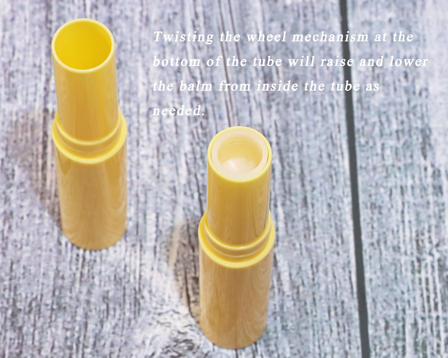 Mini Skater 0.14oz Empty Flavored Lip Balm Container Tubes Plastic Homemade Moisturizing Lip Stick with Caps Bulk Fit for Women Adult DIY Making Supplies, 25 Count (Yellow)