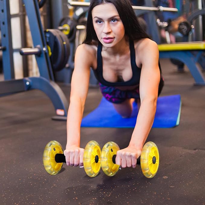 Kisangel Exercise Roller Weight Loss Equipment Exercise Abdominal Roller Ab Exercise Roller Hand Weights Dumbbell Yellow Fitness Exercise Device Fitness Wheel Wire Wheel