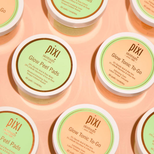 Pixi Glow Tonic to-Go | Gentle and Balancing Exfoliating Toner | Glycolic Acid Pads for Radiant Skin and Daily Brightening | Alcohol-Free Formula Face Exfoliator | 60 Pads