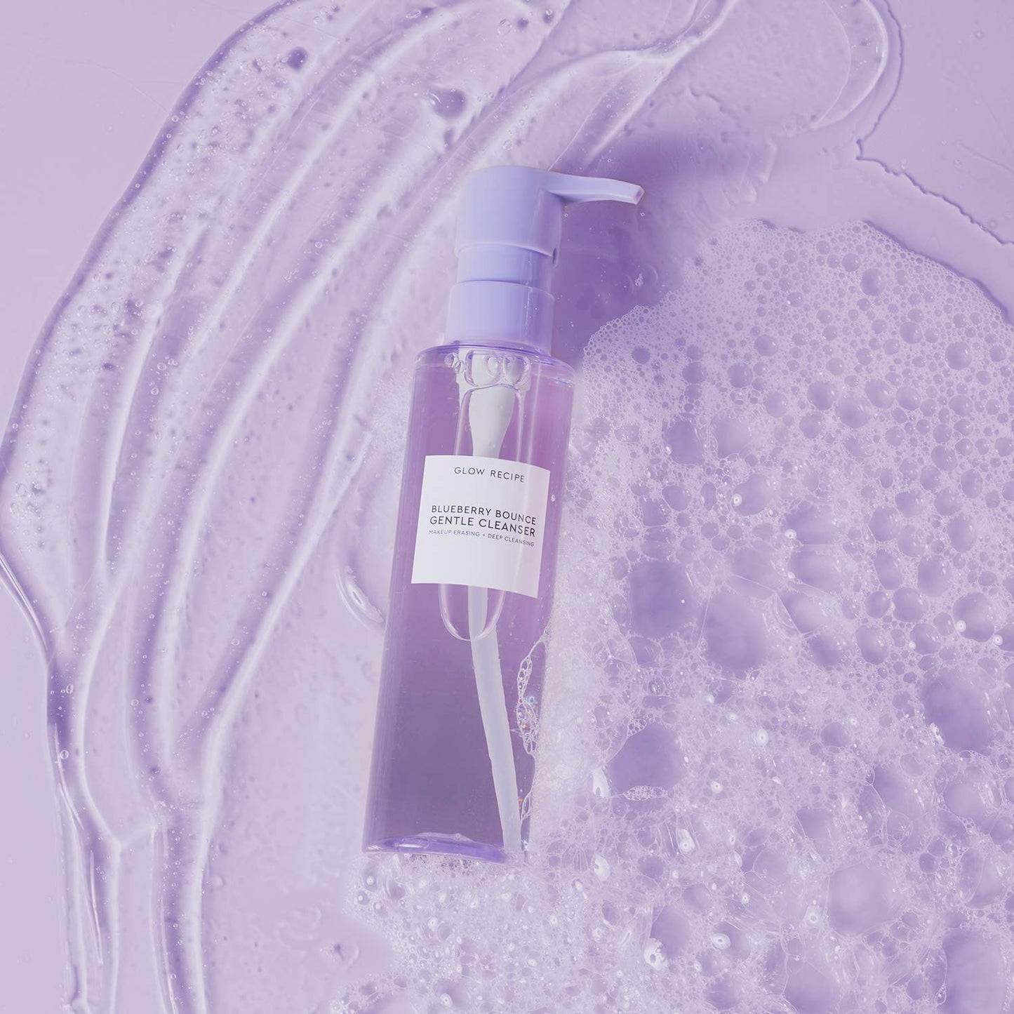 Glow Recipe Blueberry Bounce Gentle Face Cleanser 3-in-1 Foaming Double Cleanser, Makeup Remover Face Wash & Clarifying Mask - Hyaluronic Acid & AHA - Full + Travel Size (160 ml & 30 ml)